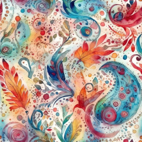 Wild Watercolor Paisleys Pattern #12 Fabric Fashion